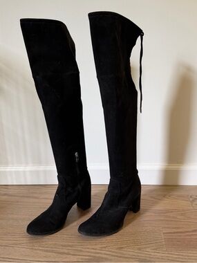 Marc Fisher Black Over-the-Knee Suede Boots